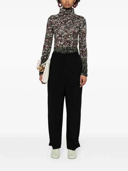 Knit-Print Long-Sleeve Top