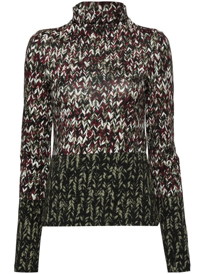 Knit-Print Long-Sleeve Top