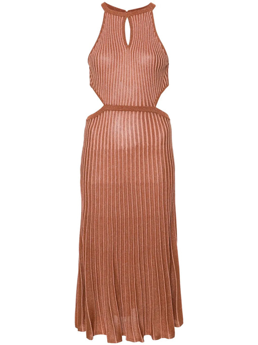 Ribbed-Knit Lurex Midi Dress