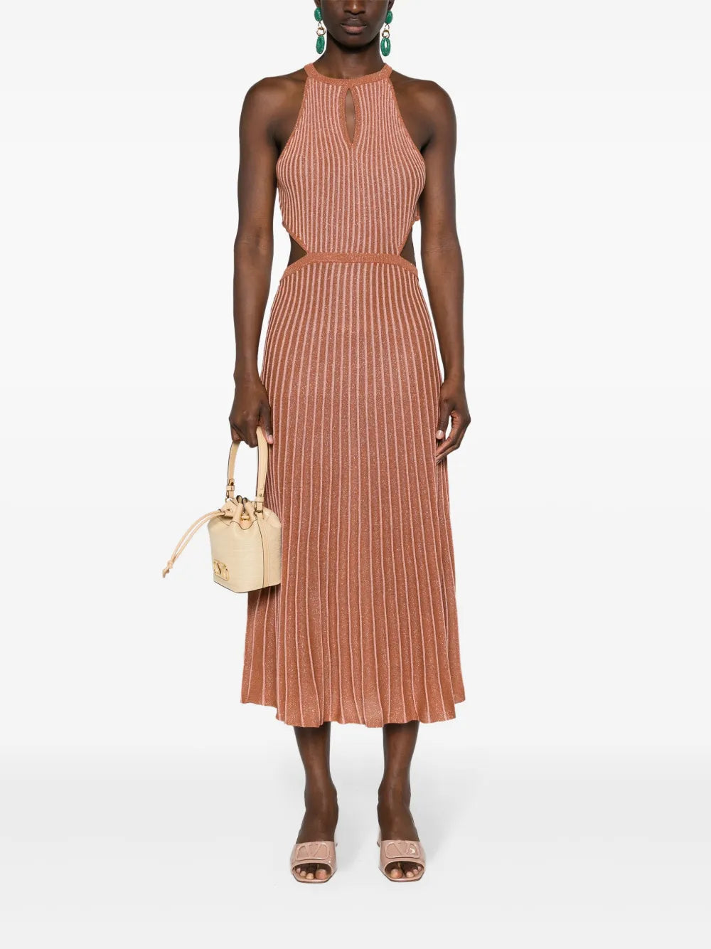 Ribbed-Knit Lurex Midi Dress