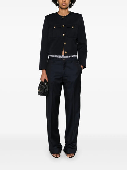 Cuffed Virgin Wool Tailored Trousers