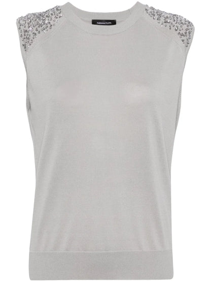 Sequin-Embellished Fine-Knit Top