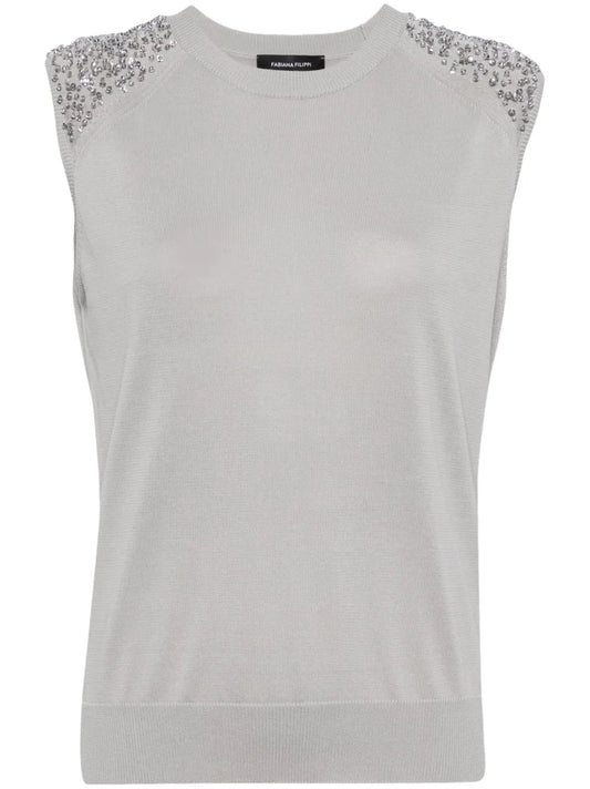 Sequin-Embellished Fine-Knit Top