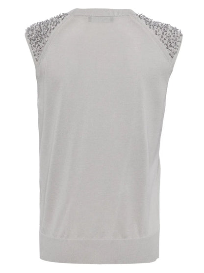 Sequin-Embellished Fine-Knit Top