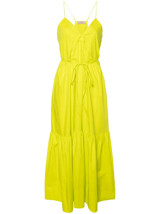 Ruched-Detail Poplin Maxi Dress