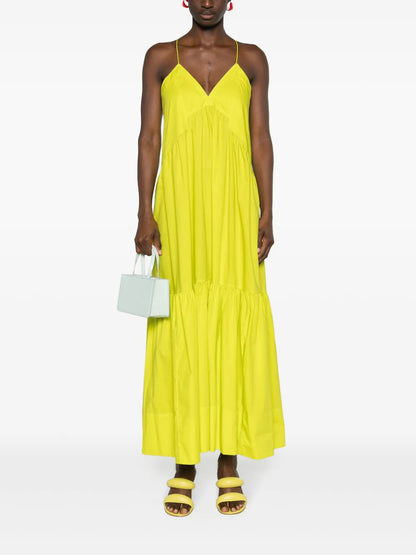 Ruched-Detail Poplin Maxi Dress