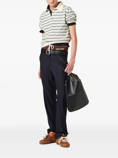 Logo-Print Striped Polo Top