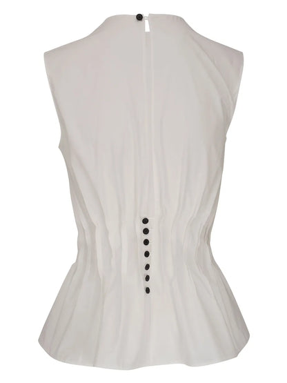 Westin Pleated Cotton-Poplin Top