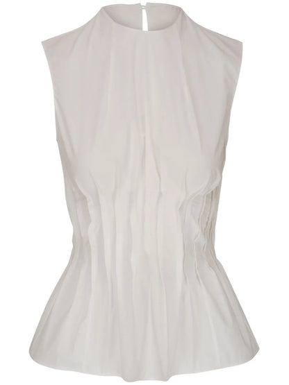 Westin Pleated Cotton-Poplin Top