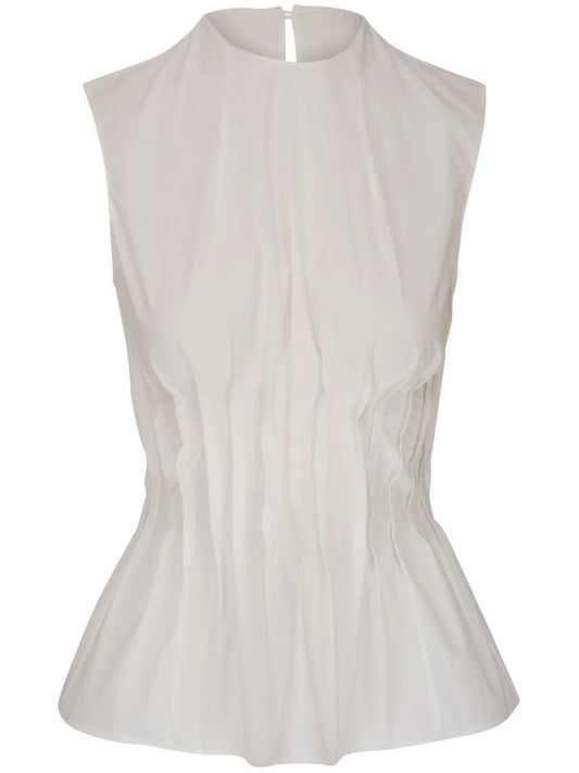 Westin Pleated Cotton-Poplin Top