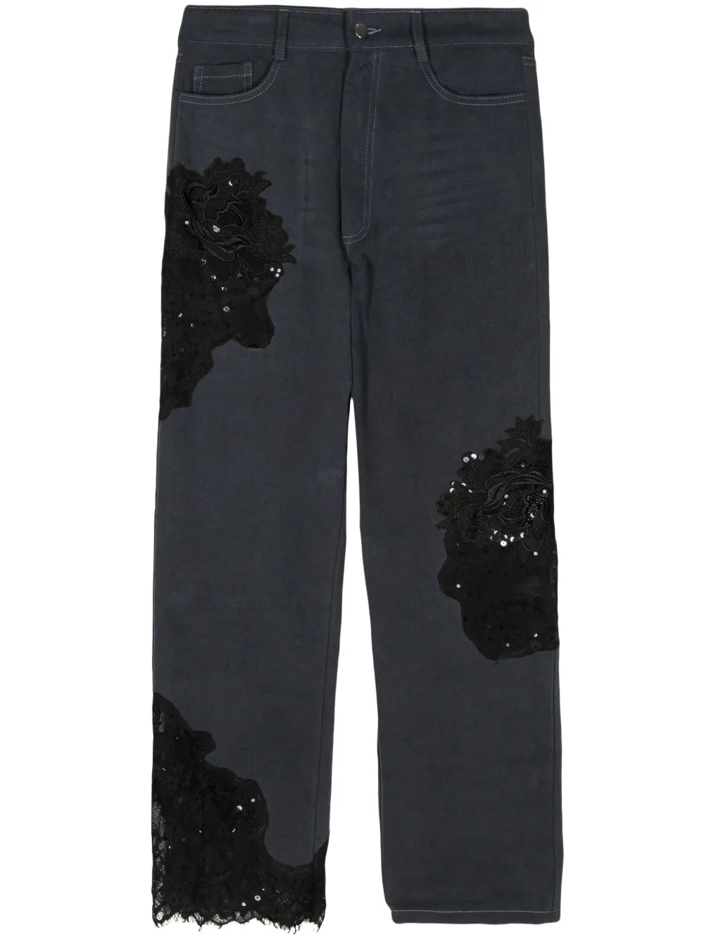 Mikaela Sequin Lace-Detail Jeans