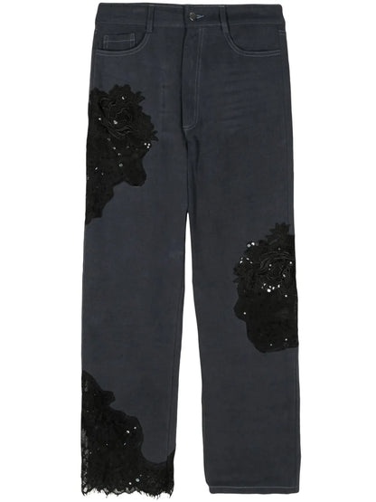 Mikaela Sequin Lace-Detail Jeans