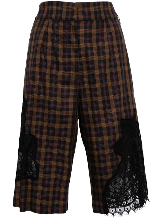 Lace-Detailing Cotton Bermuda Shorts