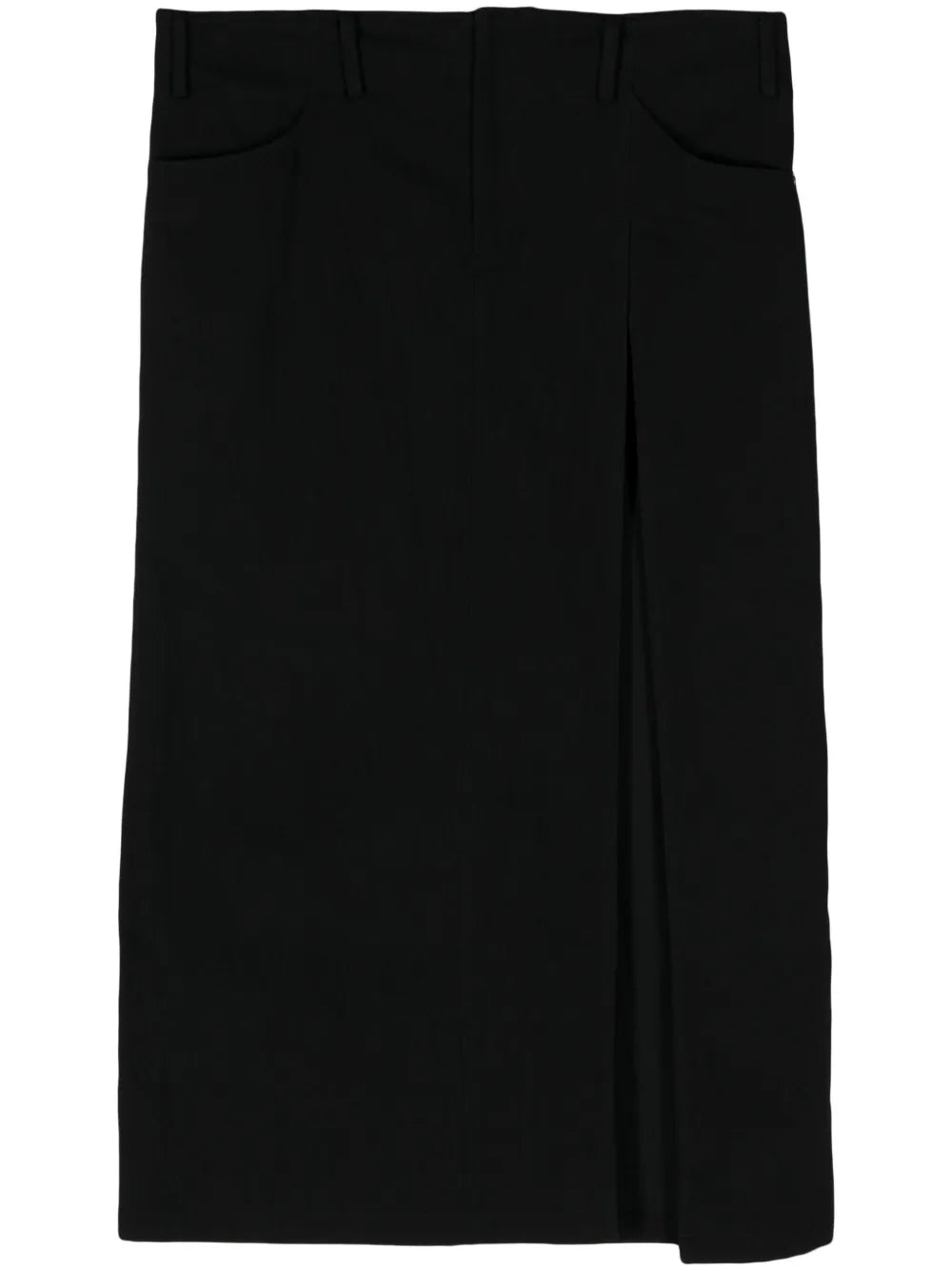 Side-Slit Denim Maxi Skirt