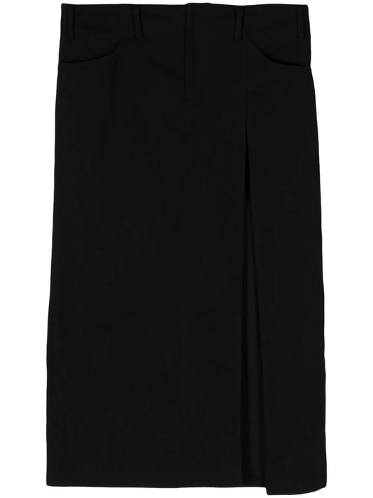Side-Slit Denim Maxi Skirt