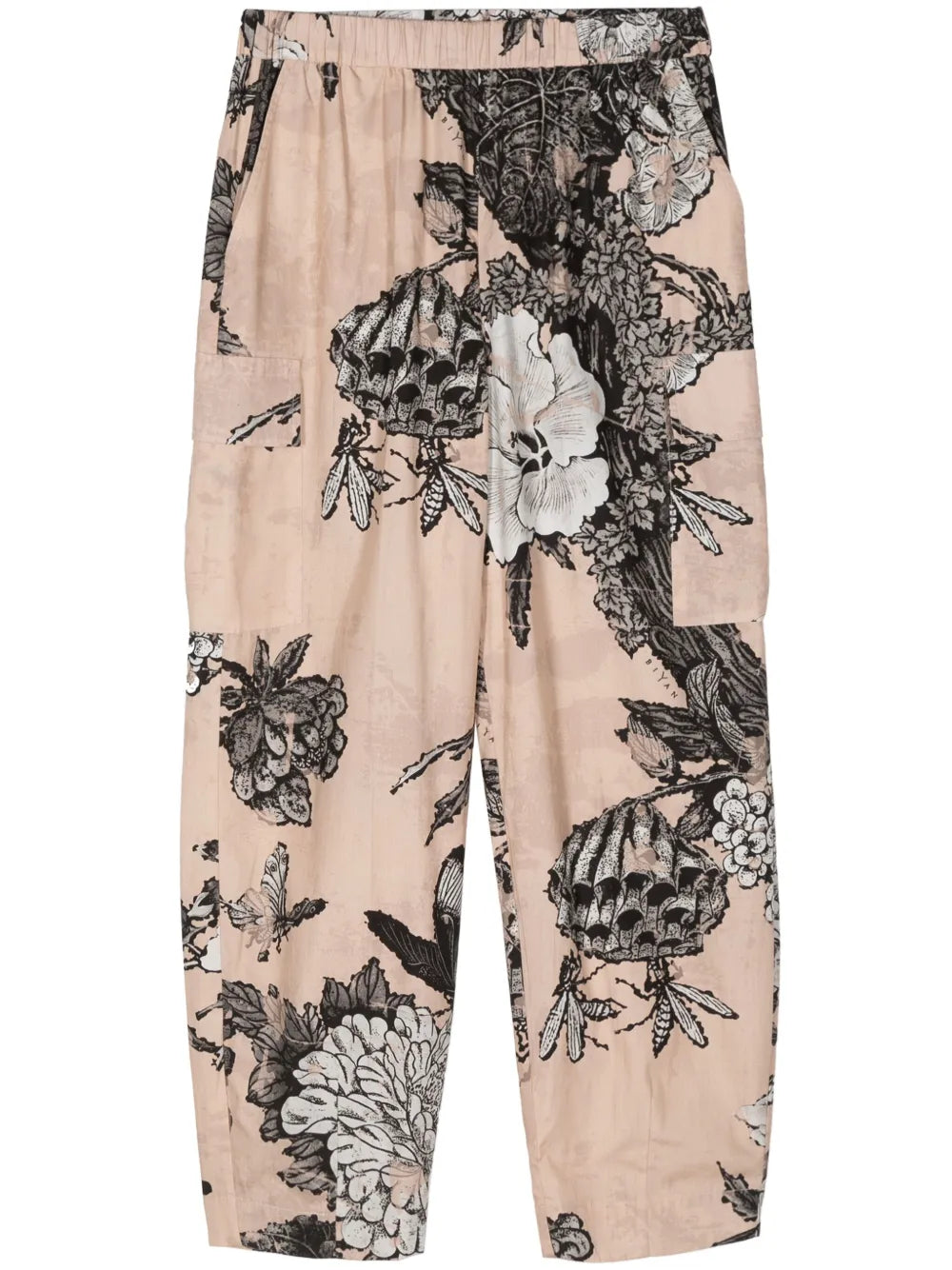 Floral-Print Elasticated Waistband Cropped Trousers