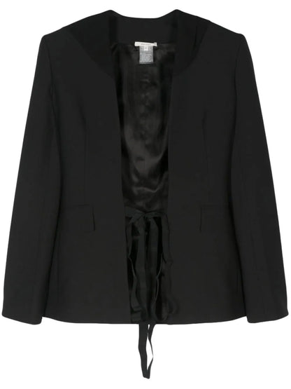 Tie-Fastening Hooded Blazer