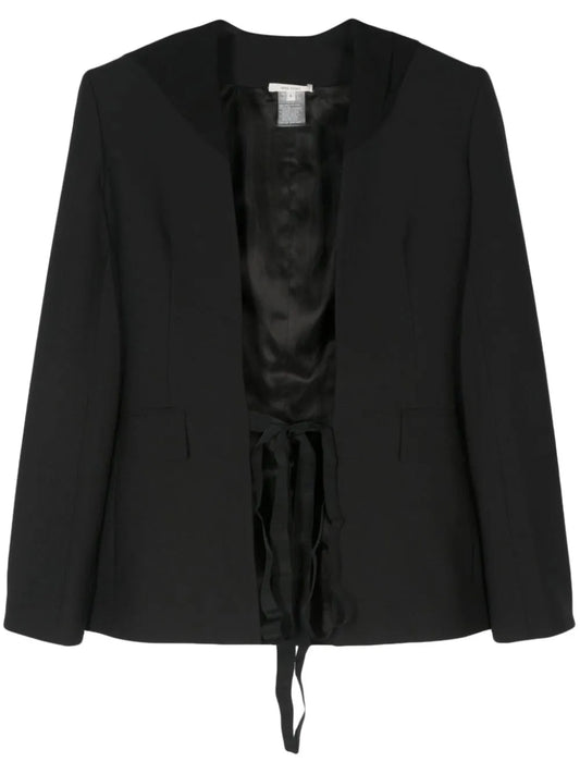 Tie-Fastening Hooded Blazer