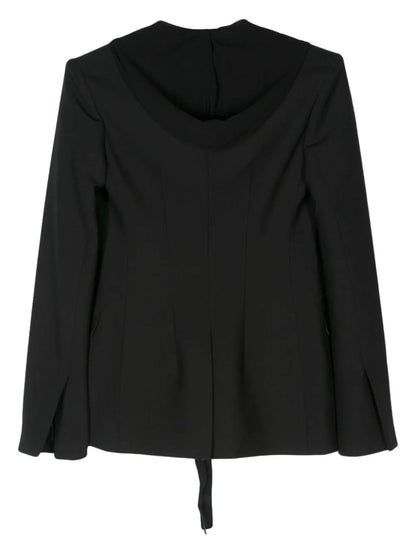 Tie-Fastening Hooded Blazer