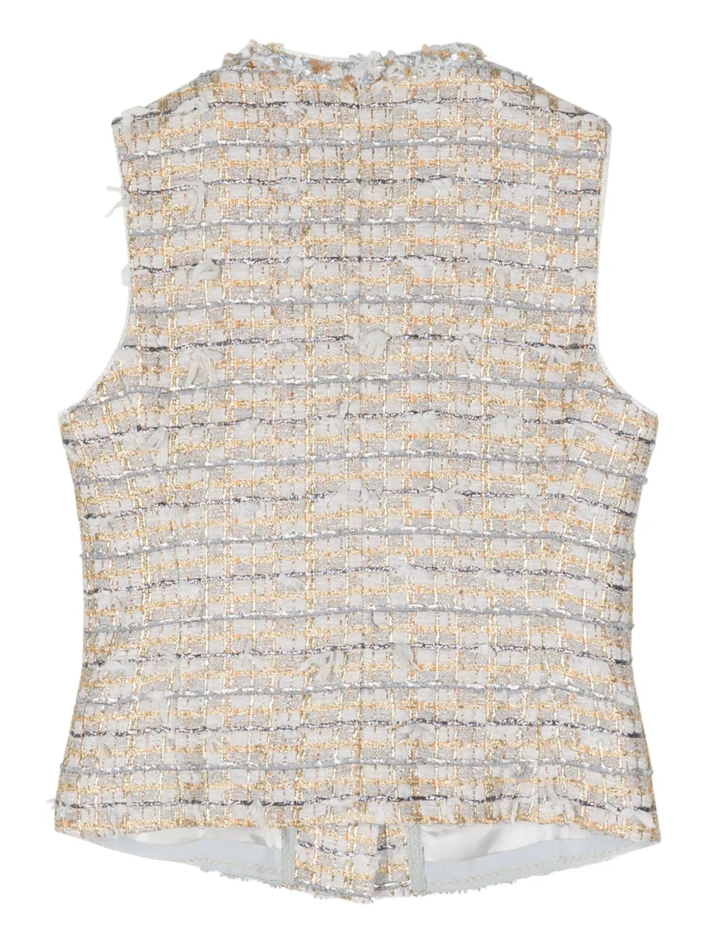 Beaded-Trim Tweed Vest