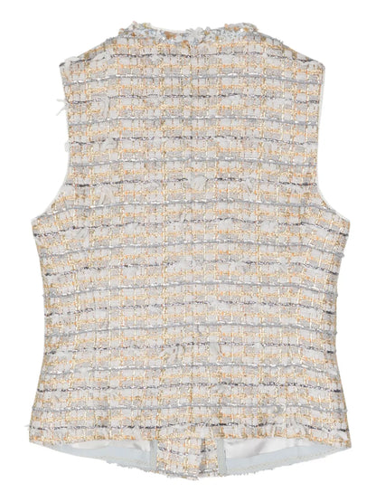 Beaded-Trim Tweed Vest