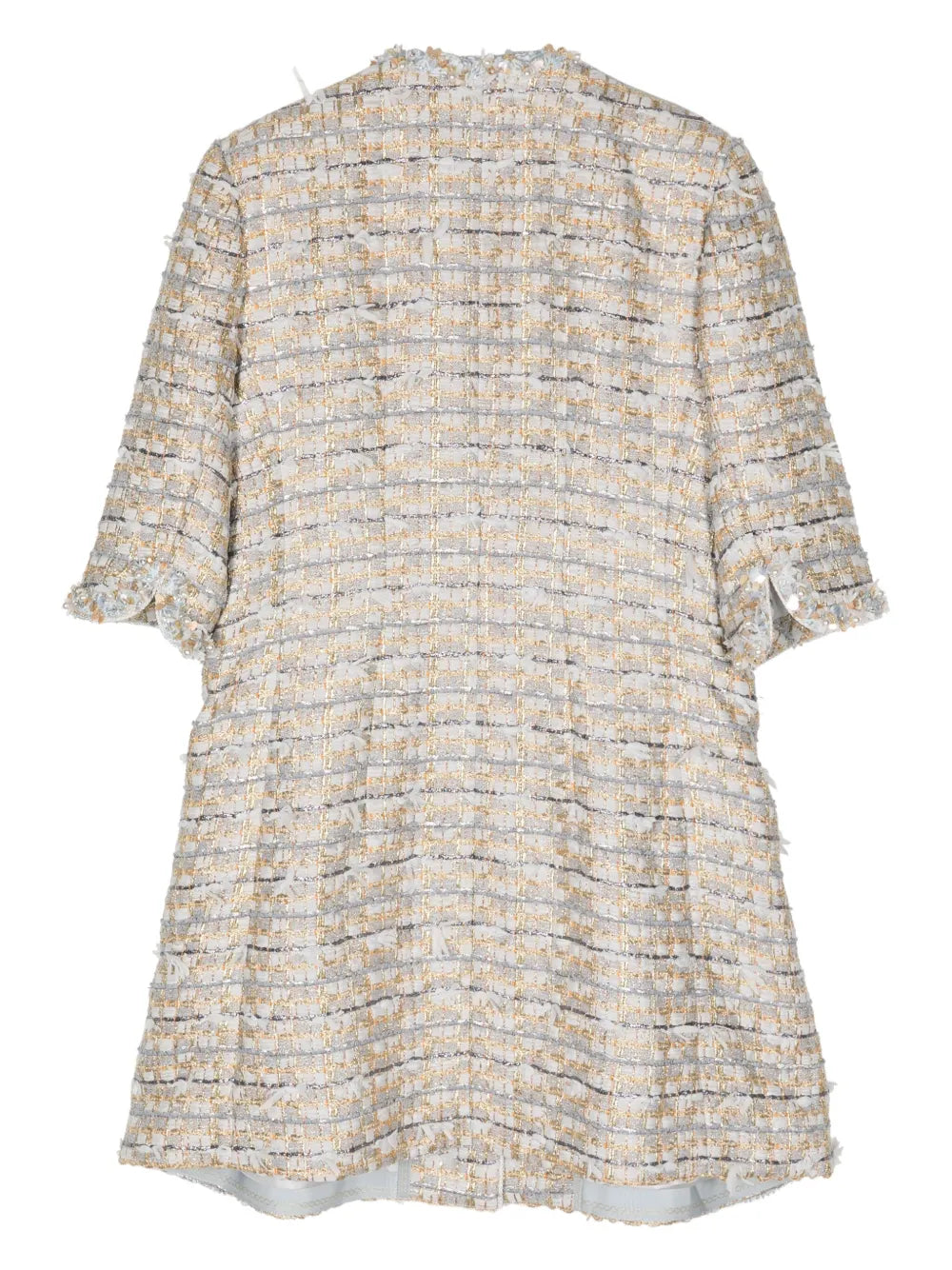 Beaded-Trim Tweed Coat