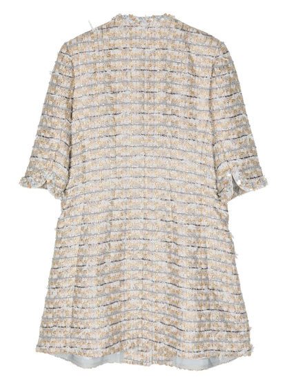 Beaded-Trim Tweed Coat