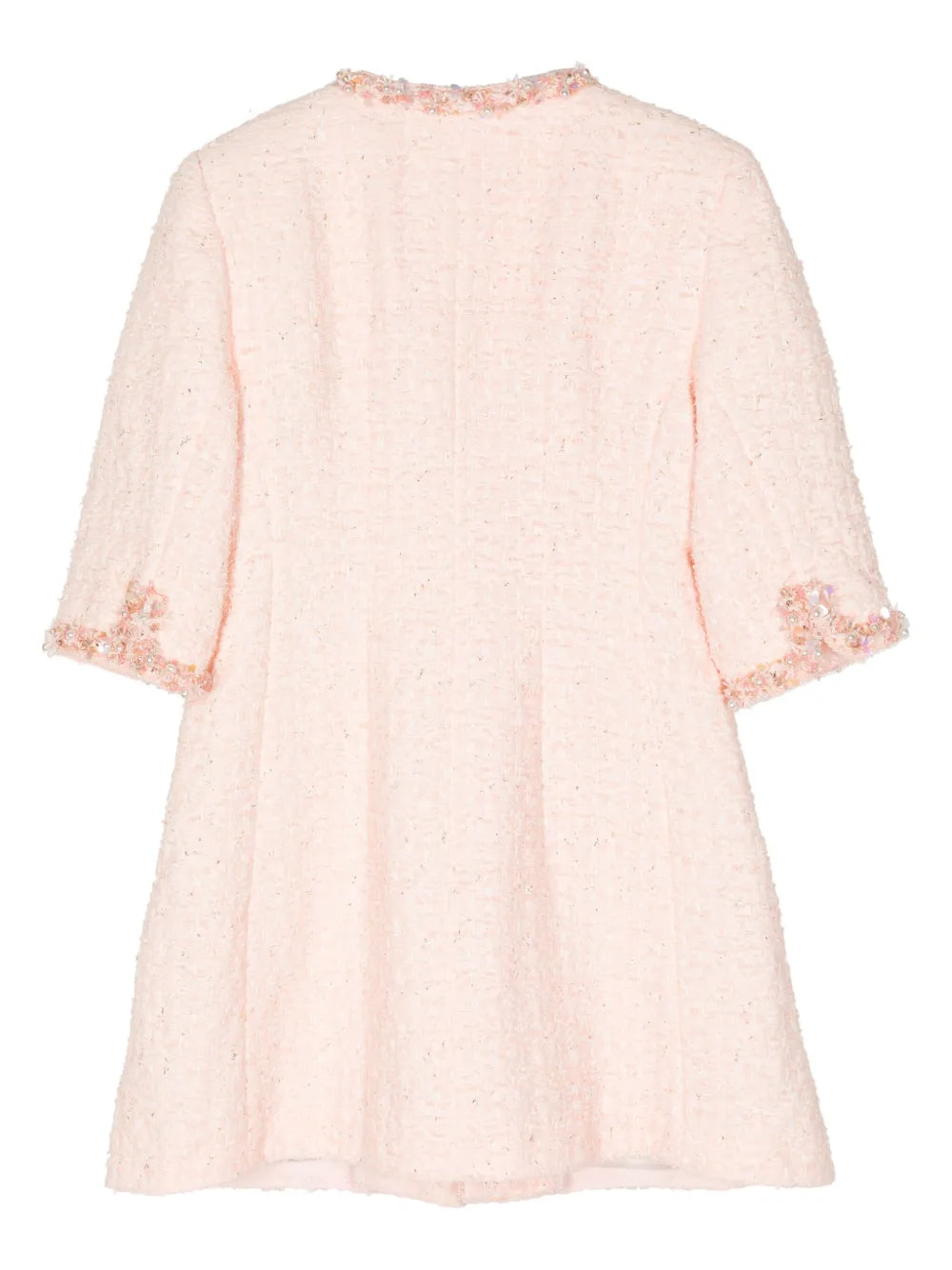 Beaded-Trim Tweed Coat