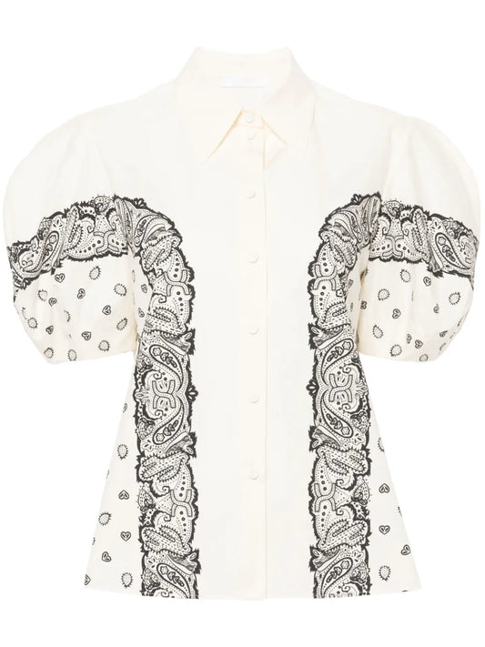 Bandana-Print Cotton Blouse