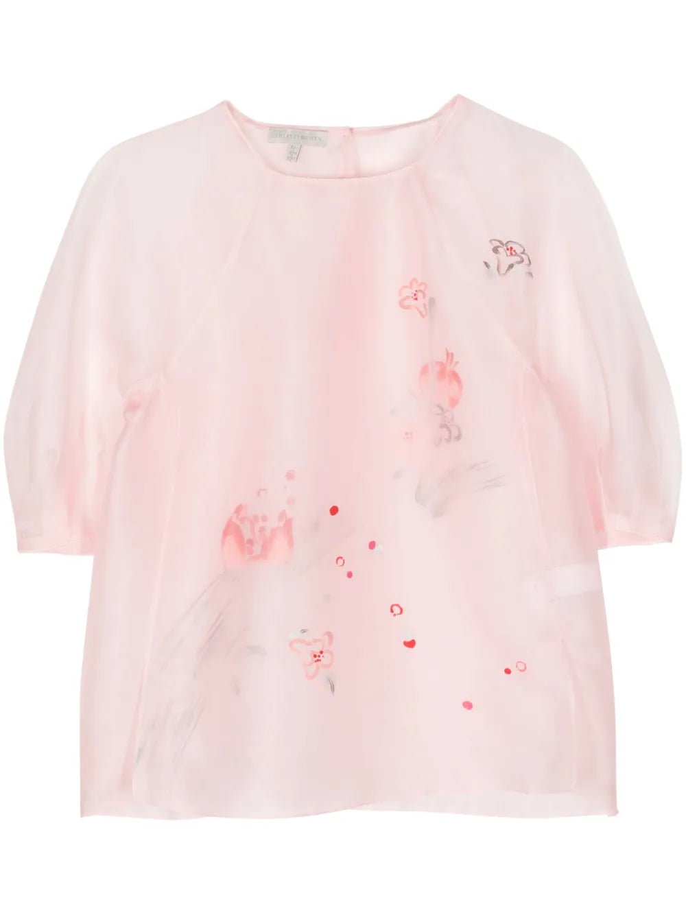 Floral-Print Organza Blouse
