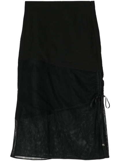 Panelled Wool Midi Skirt