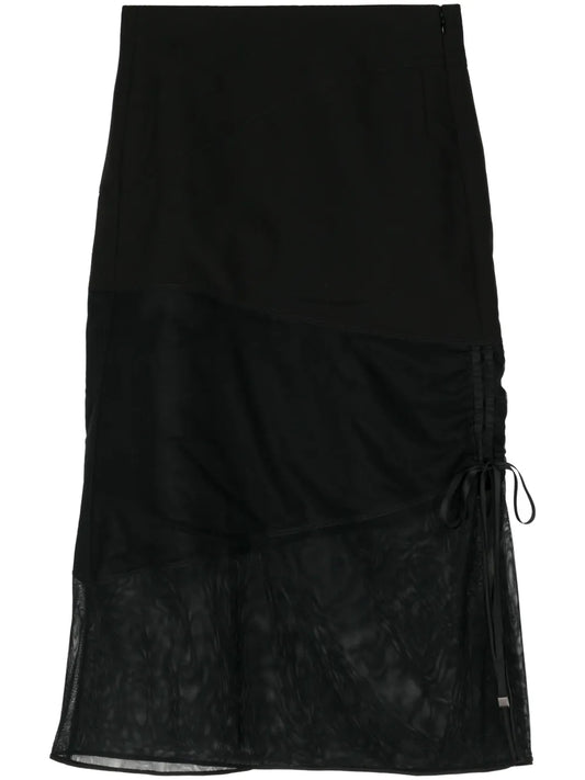 Panelled Wool Midi Skirt