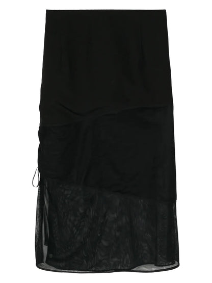 Panelled Wool Midi Skirt