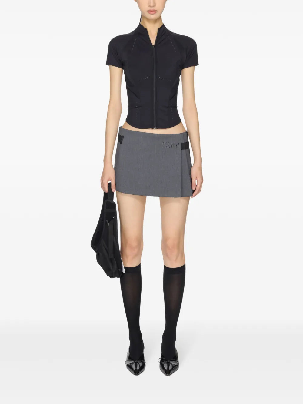 Pleated Wrap Miniskirt