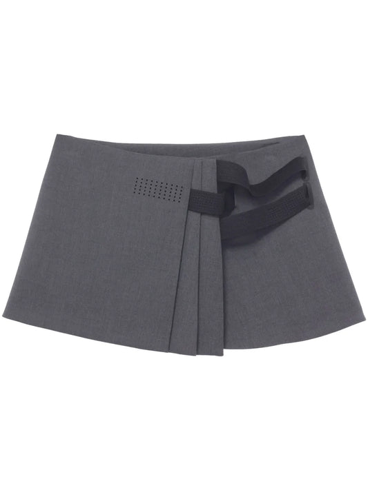 Pleated Wrap Miniskirt