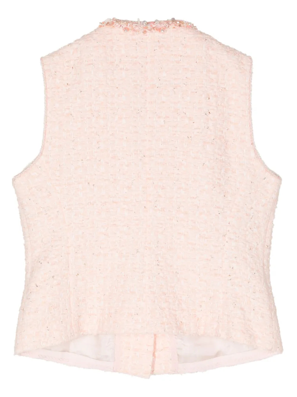 Beaded-Trim Tweed Vest