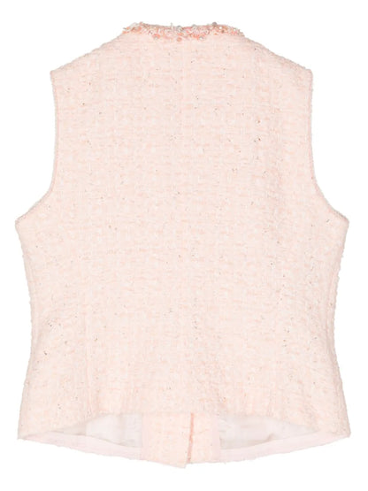 Beaded-Trim Tweed Vest