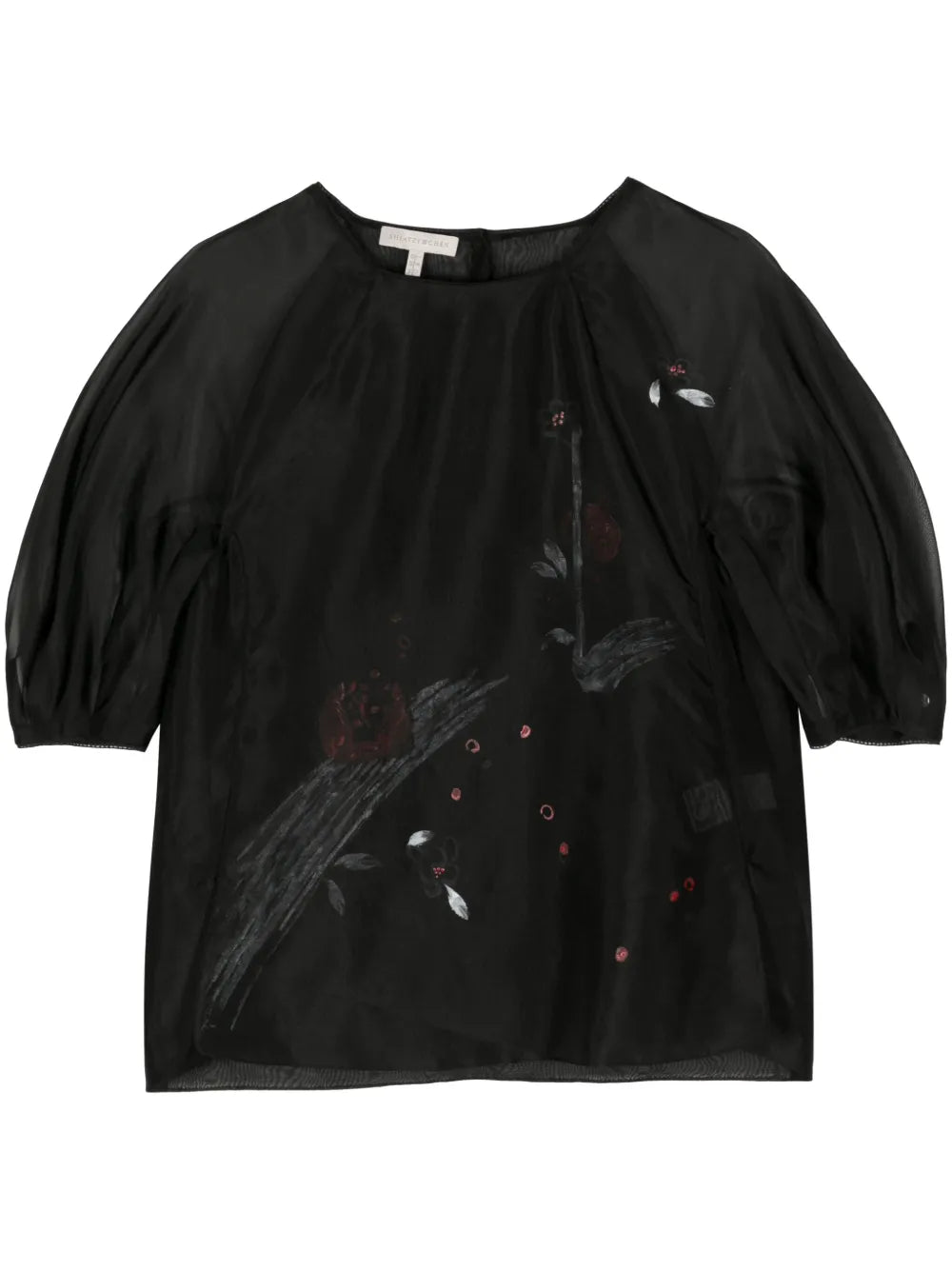 Floral-Print Organza Blouse