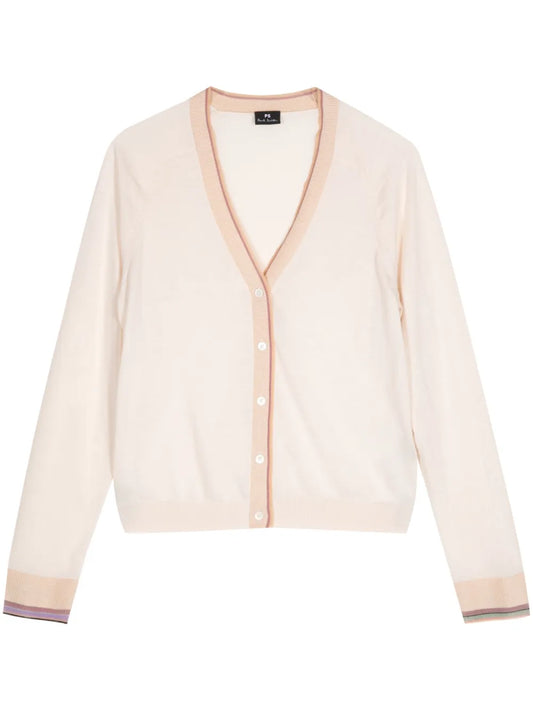 Stripe-Trimmed Cardigan