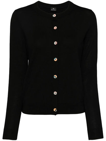 Ribbed-Edge Wool Cardigan