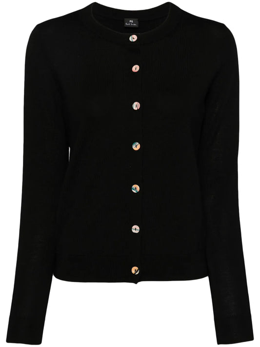 Ribbed-Edge Wool Cardigan