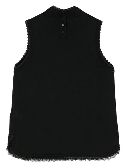 Floral-Embroidered Knit Vest