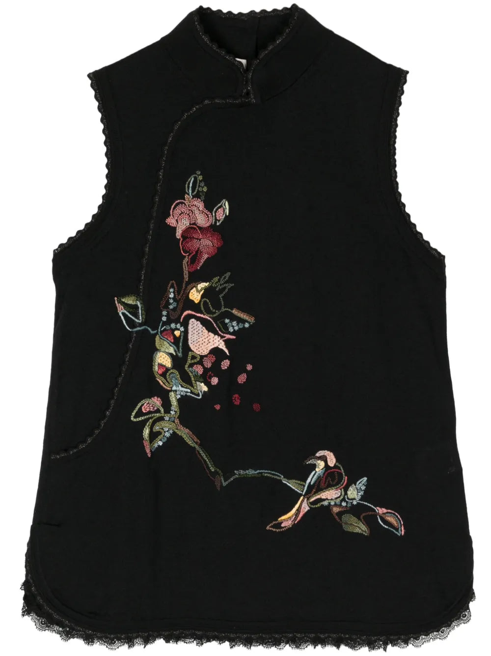 Floral-Embroidered Knit Vest