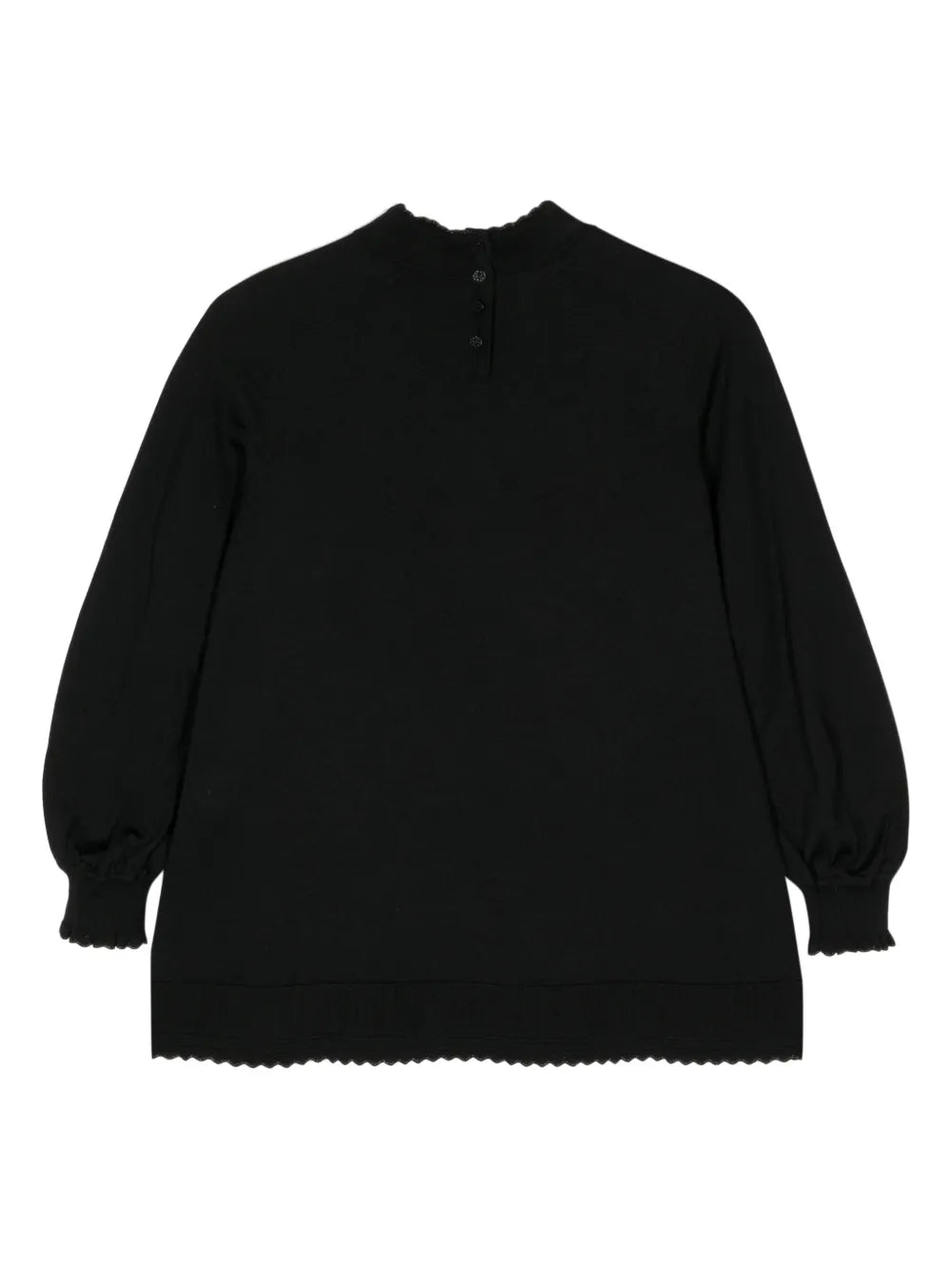 Floral-Embroidered Split-Neck Jumper