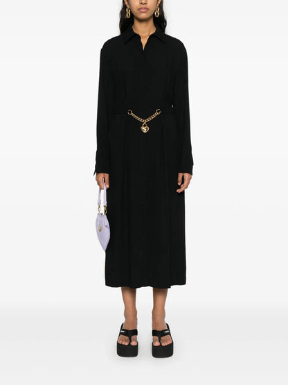 Heart-Padlock Belted Shirtdress