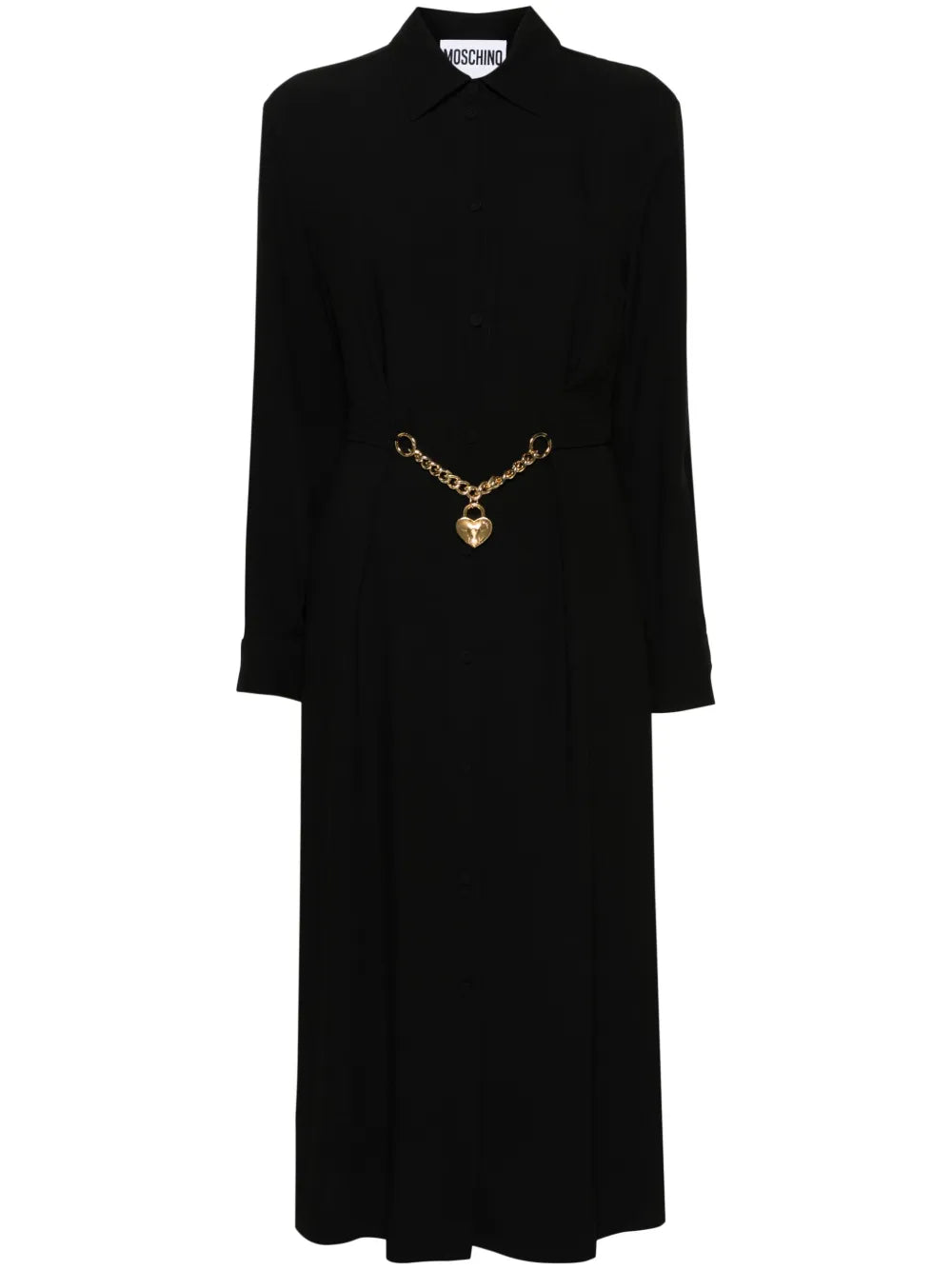 Heart-Padlock Belted Shirtdress