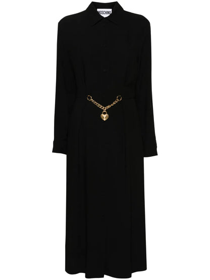 Heart-Padlock Belted Shirtdress