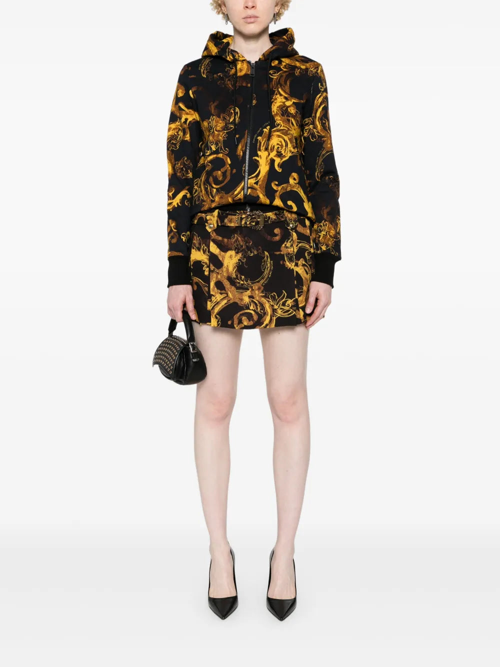 Watercolor Couture-Print Mini Skirt