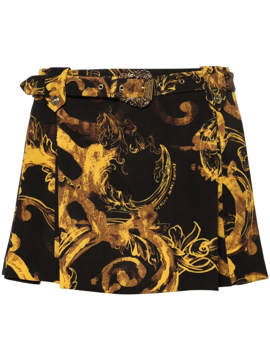 Watercolor Couture-Print Mini Skirt