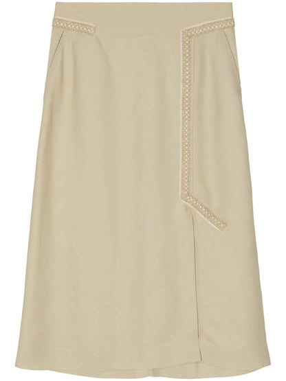 Panelled Wool Midi Skirt